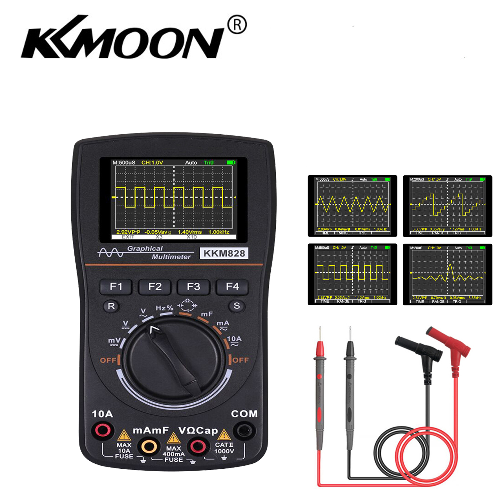 KKmoon kkm828 High Definition Intelligent Graphical Digital Oscilloscope Multimeter 2 in 1 1MHz Bandwidth 2.5Msps Sampling Rate