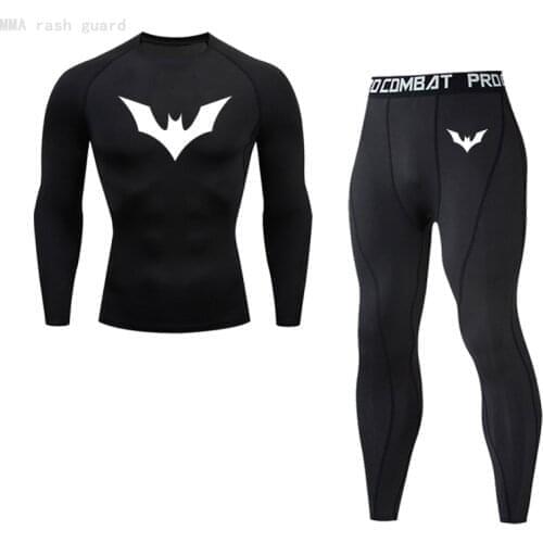 Mens Compression T-shirt + Leggings 2 Piece Thermal underwear sets Jogging skin care kits Fitness clothing Tracksuit long johns