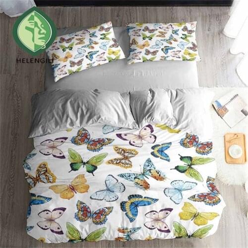 HELENGILI 3D Bedding Set Butterfly Print Duvet Cover Set Lifelike Bedclothes with Pillowcase Bed Set Home Textiles #HD01