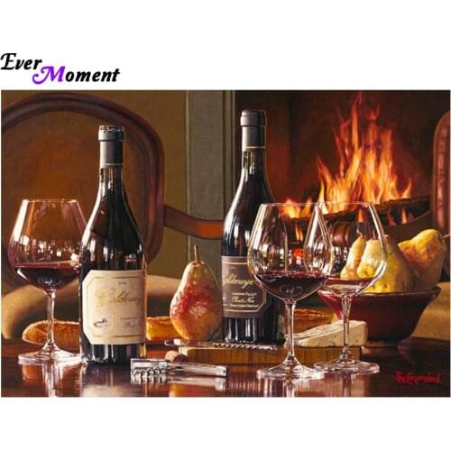 Square full drill diamond embroidery wine needlework cross stitch square resin full diamond painting wine ASF041