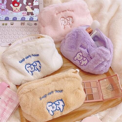 Kawaii Plush Pencil Case Lovely Cosmetic Bag School Supplies Student Bags Cute Pencil Box Pencil Bag Korea Stationery Wholesale