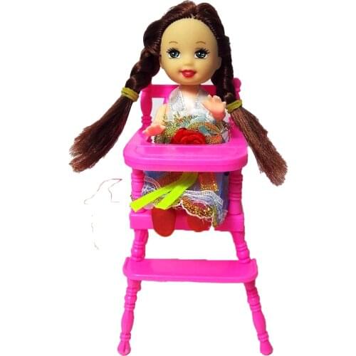 Fashion Doll Accessories Plastic Dinning Chair for Kelly Doll 1/12 for Kids Play House Dollhouse Toys for Barbie Girls Gift
