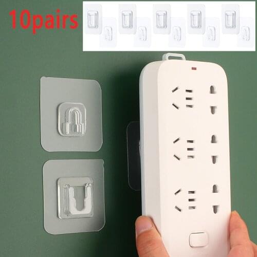 10pairs Double-Sided Adhesive Wall Hooks Hanger Strong Transparent Hooks Suction Cup Sucker Wall Storage Holder for Bathroom