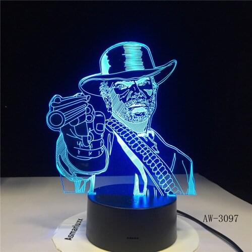 Game Red Dead Redemptionss 2 3D Table Lamp Kids Adult LED Colorful Touch Lamp Bedroom Remote Control Night Luminous Toys AW-3097