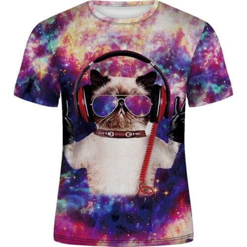 New cool T-shirt cat design summer casual short-sleeved o collar shirt 3D printed cat street wear animal men and women