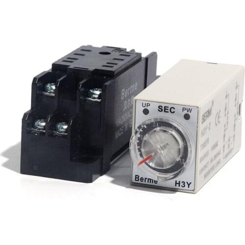 H3Y-2 Time Relay AC110V Timer Relay with Socket 8Pin Set Range 1Second-60Seconds Off Delay Timer with Base