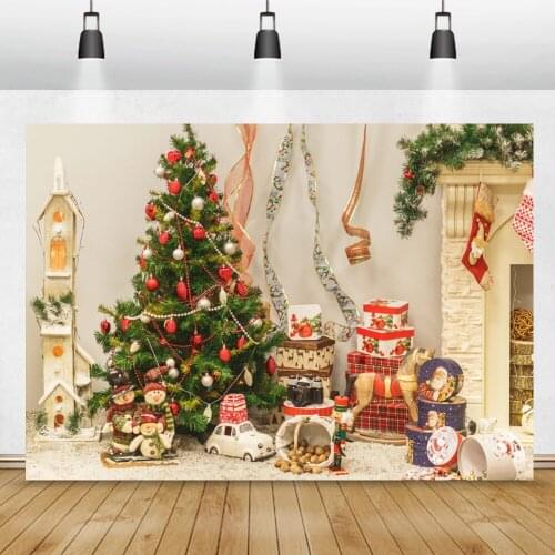 Christmas Child Kids Photocall Backdrop For Photography Tree Santas Gifts Cartoon Castle Snowman Car Party Photo Background