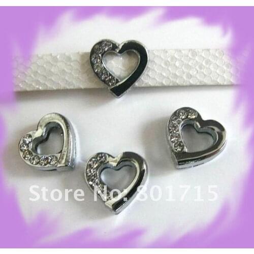 Heart 10pcs Internal Dia. 8mm slide Charms Jewelry Finding fit 8mm wristband petcollar keychain