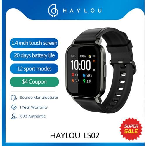Haylou LS02 Ture Color Full Touch Large Screen 30Days Long Standby 12 Sports Modes IP68 Bluetooth 5.0 Smart Watch Global Version