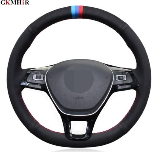 Hand-stitched Black Suede DIY Car Steering Wheel Cover For Volkswagen VW Golf 7 Mk7 New Polo Jetta Passat B8 Tiguan Accessories