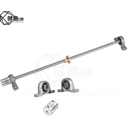T8 Lead screw 300/350/350/380/400/500mm 8mm+ T8 nut+KP08 bearing Bracket +5X8 mm Flexible Coupling 3D printer parts &CNC