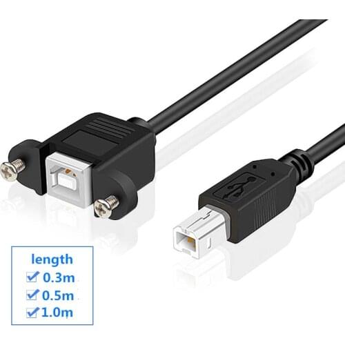 USB 2.0 Type B Male to Type B Female Printer Extension Cable With Panel Mount Screw Hole 30cm 50cm 100cm 150cm