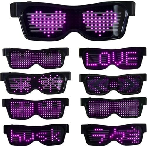 Magic Bluetooth Led Party Glasses APP Control Luminous Glasses USB Charge DIY Edit Multi-lingual Quick Flash Led