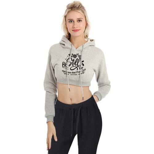 New Womens Crop Top Hoodie Long Sleeve Casual Solid Letters Printed Hooded Sweatshirt Tee Dance Jumper Top Pullover Outwear