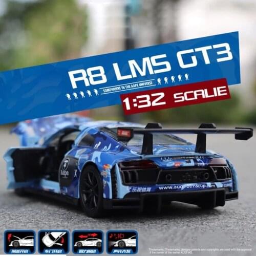 1:32 Diecast Audis R8 LMS GT3 Sport Car Bentleying Continental Aapes Metal Model with Light Sound Pull Back Vehicle Toy Car Gift