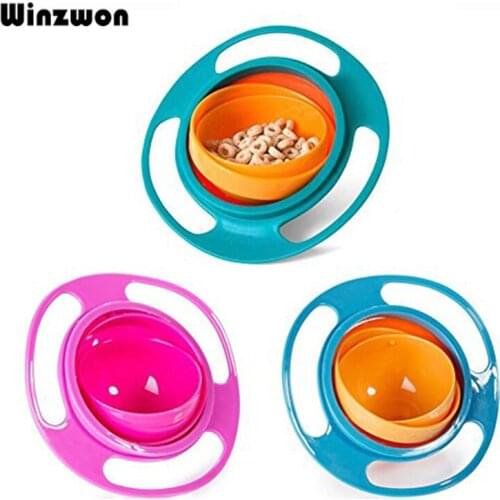 1Pcs UFO Shaped Baby Feeding Dishes Bowl Kids Boy Girl Spill-proof Toy 360 Universal Rotating Funny Food Eating Bowl Dinnerware
