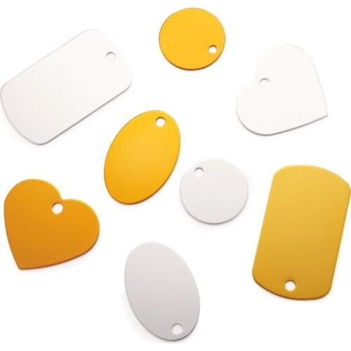 32pcs/box Aluminum Pendants Heart Geometry Blank Tags Pendants Charm for Necklace Jewelry DIY Accessories