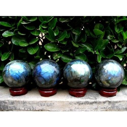 3500g 4 NATURAL Labradorite quartz crystal sphere ball+Stand