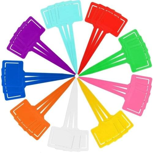 40Pcs Colorful Plastic Plant Tags, T-Type Garden Labels, Waterproof Nursery Garden Markers (Random Color)