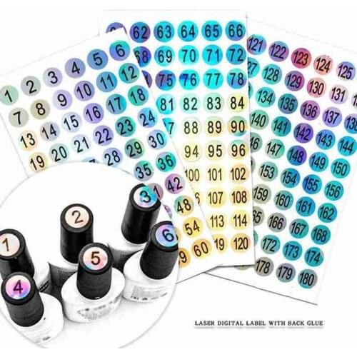 60pcs 1-180 Number Sticker Label For Nail Polish Color Gel Varnish Nails Marking Numbering Manicure Tool Digital Label Stickers