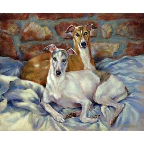 Abstract art,puzzle Whippet dog brothers Diamond Painting 5d diy Cross Stitch Square Embroidery diamond full rhinestones C452