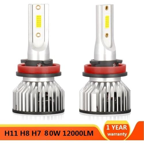 Muxall Mini Lampada H4 H7 LED Car Headlight Bulbs 12000LM 80W Lamp H1 H3 9005 9006 HB4 HB3 H8 H9 H11 LED Fog Light Car Lights
