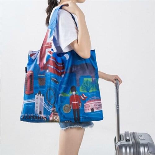 Eco Friendly Shopping Bags Waterproof Travel Custom Reusable Women Shoulder Cloth Pouch Foldable Grocery Organizer