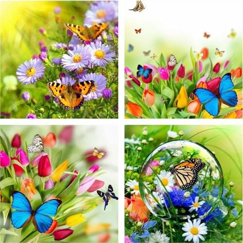 Evershine Diamond Painting Flower Butterfly Cross Stitch 5D DIY Mosaic Diamond Embroidery Full Set Home Decoration