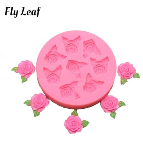 Fly Leaf 8 with Rose Beautiful Flower Leaf Shape Silicone Fondant Mold Chocolate Cake Decoration DIY Epoxy Jewelry Mold