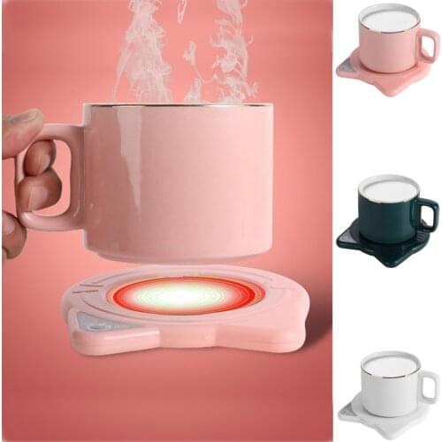 Cute Cat Heating Pad Mug Warmer Pad & Cups Electric Power Cup Warmer Heat Beverage Mug Mat Keep Warm Coffee Tea Warming Products