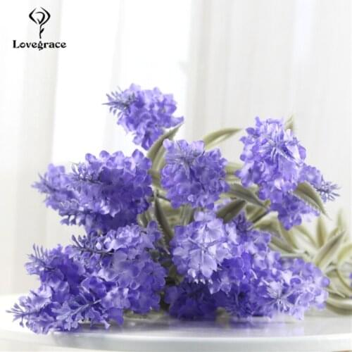 Artificial Flower Plastic Lavender Fake Plant Wedding Home Garden Decoration Bridal Bouquet Photography Props Household Products
