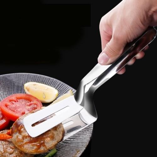 Barbecue Clip Food Tongs Kitchen BBQ Tools 304 Stainless Slotted Double Spatula Steak Clamps Meats Flipping Kitchen Accessories