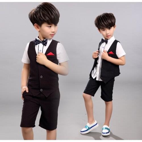 Child Boys set Baby Clothes Gentleman Wedding Party Costume Vest Shirt Pant Kids Boys Clothes suit Children Clothing Outfit A082