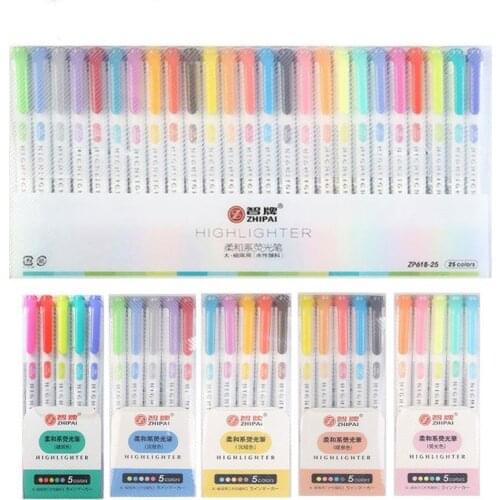 25 Colors Double Head Highlighter Pen Mildliner Colors Fluorescent Highlighters Art Marker School&Office Art Stationery Supply
