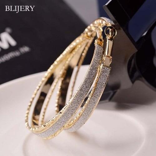 BLIJERY Popular Circle Earrings Fashion Trendy Big Round Hoop Earrings Elegant Simple Piercing Hoop Earrings Gold/Silver Color