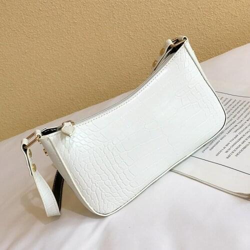 Fashion Pu Handbags Female Retro Shoulder Bags for Women Crocodile Pattern Leather Armpit Bag Advanced Baguette Bags Design