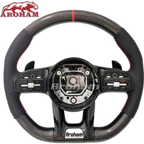 Customize Carbon Fiber Steering Wheel Piano Black For Mercedes-Benz AMG 2010 2011 2012 2013 2014 2015 2016 2017 2018 2019 2020