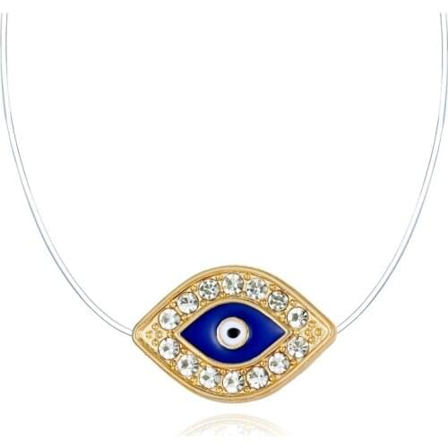 Boho Crystal Zircon Eyes Necklaces collier Necklace Invisible Transparent Fishing Line Chain Necklace For Women Wholesale
