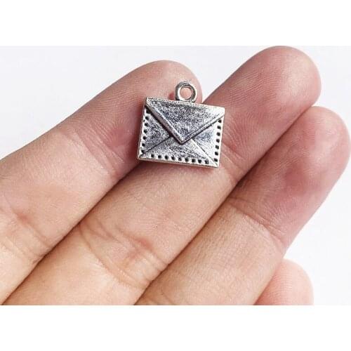 10pcs /Lot 15x15mm Envelope Charms Tibetan Silver Color Pendant For Making Fit DIY Jewelry Handmade Accessories Crafts