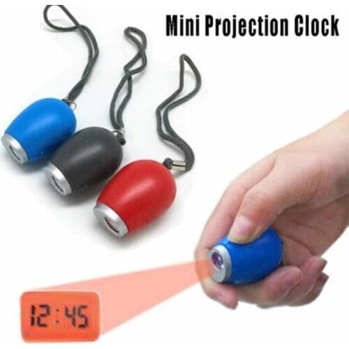Portable Digital Projection Alarm Clock Key Chains Mini Projector LED Clock Carry Time Flashlight Clock Hanging Rope Table Decor
