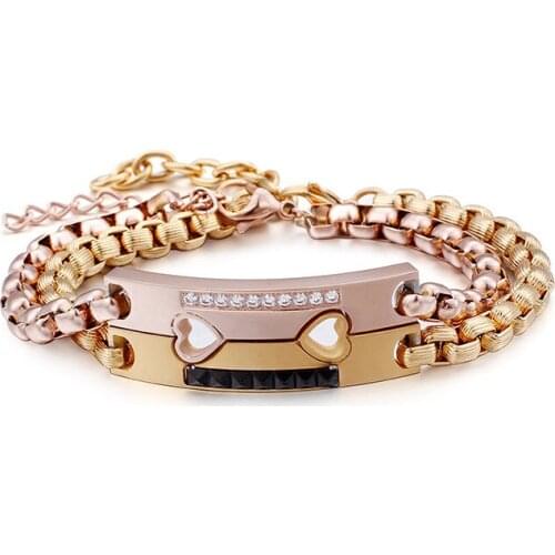 Golden Lovers adjustable bracelet Heart shaped mens and womens bracelets for couple valentine gift wedding jewelry