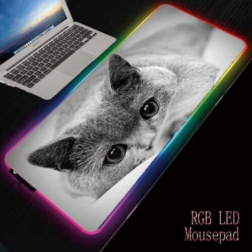 RGB LED Gaming Mouse Pad Animal Cat Large Gamer Mouse-pad USB Colorful Lights Computer Game Peripheral Mats Keyboard Desk Pad