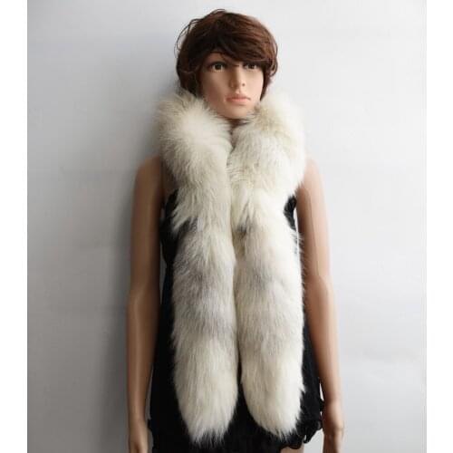 Winter Womens Natural Real Fox Fur Scarf Fox Fur Cap Fur Collar Scarves 160cm Collar Soft Fur Scarf Neck Warmer