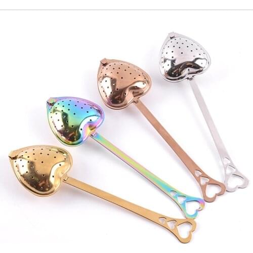 20pcs/lot Tea Strainer Creative Stainless Steel Heart-shaped Tea Infuser Filter Spoon Tea Tool Strainer