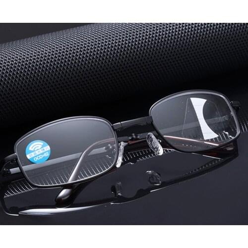 Ultralight Alloy Frame Foldable Photochromic Progressive Multifocal Reading Glasses See Near and Far +1 +1.5 +2 +2.5 +3 3.5 +4