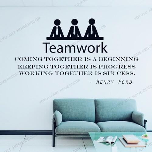 Teamwork Inspirational Quote Wall Decals Henry Ford Quote Coming Together is a Beginning Office Wall Sticker Vinyl Decor rb630