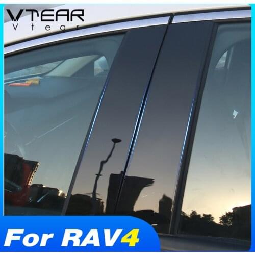 Vtear For Toyota RAV4 2019 2020 2021 Accessories Car Window BC Column Sticker Trim Mirror Reflection Panel Exterior Modification