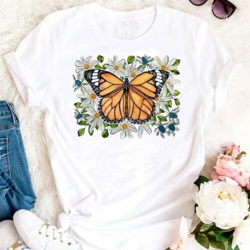 Women 2021 Summer Butterfly Floral Cute 90s Trend Cartoon Tshirts Fashion Clothes Stylish T Top Lady Print Tee T-Shirt