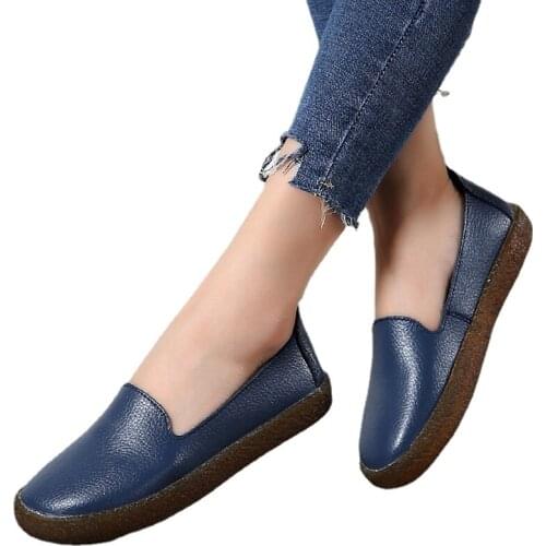 Women Flats Roman Style Women Shoes White Loafers For Women Nurse Casual Flat Shoes Genuine Leather Zapatos Mujer Sneakers Women