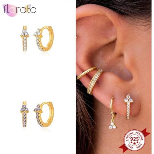 Turquoise Earrings 925 Sterling Silver Purple Crystal Hoop Earrings for Women Fashion Small Circle Round Earrings Jewelry